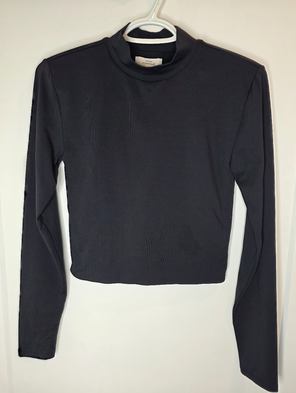 Babaton Contour Black Mock Neck Long-Sleeve Top SZ M